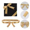 Cinturón de Trama Dorada Lazo Bronceado y Plateado Empaque de Caja de Regalo Nudo Cinta Binaural Correa de Lazo Hecha a Mano Accesorios