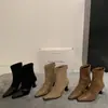 Botines de Punta para Mujer con Tacón Alto Fino, Botas de Ajuste Delgado, Nuevos Botines Cortos Retro Franceses de Ante con Cremallera Trasera Otoño/Invierno 2026
