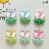 Accesorios de tulipán de resina transparente de tamaño pequeño, parche de fondo plano semiacabado para bricolaje, material de joyería para el cabello al por mayor