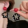 Brincos de Franja Redondos Planos de Resina com Agulha de Prata Vintage Estilo Francês, Toque de Luxo Leve de Alta Qualidade, Acessórios de Orelha Versáteis da Moda