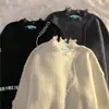Suéteres de Punto Rotos de Color Puro Estilo Retro Japonés para Hombres y Mujeres en Otoño e Invierno Estilo Perezoso Diseño Suelto y Versátil de Pareja Suéteres de Punto