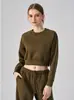 Sudadera con capucha de cuello redondo de longitud a la cintura transfronteriza europea y americana Conjunto de deportes al aire libre Manga larga Holgado Ropa de fitness y yoga Prenda superior Exterior