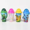 Chaleira infantil de plástico de fábrica Copo Desenho animado pinguim alça Garrafa de água para estudantes Canudo reto Copo Venda por atacado