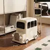 Lixeira retrô em formato de ônibus, tipo prensa, com rodas, móvel, adequada para casa, sala de estar, quarto, lixeira de alto valor estético