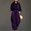 Amazon Sitio Independiente Transfronterizo 2026 Nueva Moda Conjunto Casual de Pantalón Casual con Puños y Sudadera con Capucha de Terciopelo de Manga Larga para Mujer