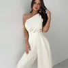 Mono de un solo hombro sin mangas estilo moda europea y americana de Amazon transfronterizo mono de ropa para mujer de comercio exterior pantalón largo
