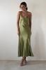 En Stock 25 Vestido Nuevo Transfronterizo Europeo y Americano con Tirantes Finos, Vestido de Satén de Moda sin Espalda con Lazos en la Cintura 68755