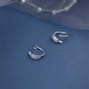 Pendientes de plata de ley s925 con forma de anillo cuadrado para mujer, pendientes pequeños de pluma, estilo fresco y juvenil, diseño coreano de minoría, pendiente para estudiante