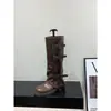 Botas de montar largas Melard de suela gruesa, botas de mujer, nueva colección otoño/invierno 2025, botas negras estilo motociclista hasta la mitad de la pantorrilla