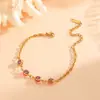 Elegantes Versáteis Aço Titânio Banhado a Ouro 18K Real Europeus e Americanos High-End Coloridos Pedras Multi-Coloridos Redondos Aço Inoxidável Pulseiras para Mulheres
