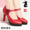 Zapatos de mamá zapatos de una sola capa tacón alto cuero genuino primavera y otoño zapatos de mujer 2023 nuevo primavera de mediana edad hebilla primavera