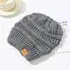 Gorro de Tricô de Inverno Transfronteiriço para Mulheres, Gorro com Etiqueta, Gorro para Rabo de Cavalo, Gorro Quente de Tricô, Gorro na Cor Verde Militar