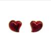 Aretes Mi Mi Estilo Similar Corazón de Lava Rojo Vidrio Gelatina Retro Vintage Corazón Durazno Rubí Aretes de Tuerca para Mujer