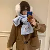 Bufanda de Punto Bordada de Pingüino Lindo de Dibujos Animados para Mujer Invierno Nuevo Estilo Coreano Grosor Adicional Protección para el Cuello Bufanda Cálida para Ropa de Abrigo