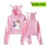 Sudadera de Ombligo Descubierto Periférico de Animación Clannad de la Familia de Tuanzi Sudadera de Otoño con Orejas de Gato Ropa Deportiva para Mujer