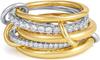 Anillo de Cobre Personalizado que No se Descolora, Anillo de Circonita de Diamante Completo Apilado de Cuatro Anillos Bicolor Más Vendido Transfronterizo de Amazon, en Stock