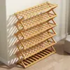 Sapateira Simples de Bambu para Uso Interno, Multicamadas, Adequada para Dormitórios Pequenos, Sapateira Dobrável para Entrada de Casa, Modelo Novo