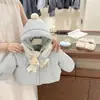 [Sem vazamento de algodão] Jaqueta de algodão para meninas, coleção de inverno 2026, casaco de algodão com capuz, jaqueta de algodão forrada com fleece e espessa para bebês, blusa para meninas