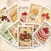 36 Pegatinas de Sellos de Postre de Fresa Vintage en Diseño de Pastel Estilo Antiguo para Equipaje, Diario y Decoración de Tarjetas al por Mayor