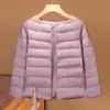 Forro de Jaqueta de Penas Infantil, Gola Redonda, Mangas Longas, Meninos e Meninas, Leve 90% Penugem de Pato Branco, Roupa de Baixo, Essencial para Uniforme Escolar