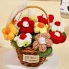 Regalos de Flores de Hilo, Cesta de Mano de Comercio Exterior Más Vendida de Amazon, Pompones de Flores Tejidas, Margaritas Pequeñas, Decoración de Flores Artificiales