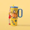 Taza de Hielo Crepuscular de Aspecto Premium Taza Aislada de Acero Inoxidable 316 Taza de Oficina con Popote Taza Portátil para Coche Asa para Coche