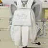 Mochila de Orelha de Coelho com Listras Verticais Azul Sal Marinho Design Estrelado Para Alunos do Ensino Fundamental II e Ensino Médio Meninas Casual Viagem Mochila do Ensino Fundamental