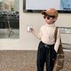 [en stock] nuevo otoño e invierno para niñas, fondo de cuello alto, estilo extranjero, jersey de punto grueso interno para niños pequeños
