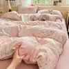 Conjunto de Roupa de Cama de Gaze Dupla Classe A Quatro Peças Capa de Edredom de Algodão Puro Lavado Lençol de Cama Conjunto de Três Peças para Dormitório Individual 4