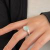Anillo de Calcedonia de Plata de Ley S925 Suiheng para Mujer Estilo Mori Lujo Ligero Estilo Frío Anillo Redondo Sentido Avanzado Abertura Ajustable