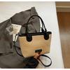 Bolsa Pequena Tecida Estilo Praia Lazy Feminina 2025 Nova Bolsa de Ombro Transversal de Verão Cesta de Vegetais Balde Bolsa Tecida de Palha