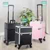 Maleta de Viaje Gran Capacidad Caja de Herramientas con Ruedas para Bordado de Uñas y Pestañas Maleta de Viaje Caja de Almacenamiento para Maquillaje y Cosméticos Portátil para Salir