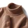 Suéter de cuello alto para hombre, suéter de punto 100% lana pura, jersey de invierno, talla grande, suéter de cachemir engrosado, cálido y acogedor