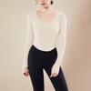 Ropa de Yoga Acanalada Nude Ajustada Manga Larga con Almohadilla en el Pecho Cuello U Ropa Exterior para Correr Fitness Deportes Top Otoño e Invierno