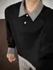 Sudadera de Cuadros Falsa de Dos Piezas con Solapa para Hombres y Mujeres, Relajada, Trendy, Diseño a la Moda, Top Holgado Versátil