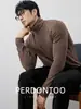 Camisa Base de Lã Fleece e Seda de Amora Quente Dupla Face para Homens, Outono e Inverno de 2026, Cor Sólida, Forrada com Fleece, Espessada, Gola Alta, Manga Longa