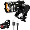 Accesorios para bicicleta de montaña luz frontal T6 para bicicleta carga USB luz fuerte zoom telescópico luz frontal LED brillante luz de advertencia