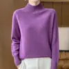 Suéter de punto raglán para mujer, nuevo estilo de lujo ligero para otoño e invierno, 100% lana, de cuello semi-alto, suelto y adelgazante, camisa base de punto
