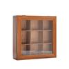 Caixa de Armazenamento de Mesa Vintage com Nove Compartimentos e Tampa, Caixa de Madeira para Armazenamento com Tampa de Vidro Impressa com Seis Compartimentos
