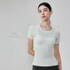 Camiseta de Yoga Osyo de una pieza tejida sin costuras para mujer, verano, corte ajustado, cuello redondo, top de yoga transpirable, manga corta deportiva