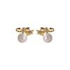 Un Ciervo Plata S925 Plata Esterlina Chapado en Oro Pendientes de Perla Natural de Agua Dulce Personalidad Moda Elegante Lazo Pendientes de Mujer