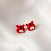 Pendientes de aguja plateada para Año Nuevo, rojos, festivos, combinables con todo, temperamento, dulce perla, diamante, año de nacimiento, pendientes del zodiaco para mujer