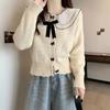 Estilo Coreano Lazo Dulce Holgado Muñeca Dulce Caliente Otoño Nuevo Estilo Top Perezoso Tejido Cárdigan Suéter Abrigo Mujer