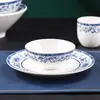 Juego de Vajilla Cerámica Estilo Chino para Hoteles y Restaurantes, Uso Comercial Juego de Cuatro Piezas de Tazón y Plato, Platos de Celadón Coloreados Bajo Esmalte Resistentes a Altas Temperaturas