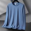 [Fábrica em estoque] Camiseta de manga comprida de cor sólida para primavera e outono, gola redonda masculina, solta, cor sólida, camiseta básica, roupas de outono