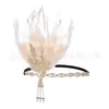1920 The Great Gatsby Lady Saia Acessórios Folhas Pérola Dupla Fileira Strass Halloween Bola Tiara