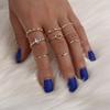 Anillo Europeo y Americano para Mujer Anillo de Amor Hueco con Diamante Juego de Anillos de Ola Set de 9 Piezas