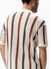 Camiseta de Verano a Rayas con Bloque de Color Calada Solapa Manga Corta para Hombre Marca Trendy Personalidad Casual Polo de Punto Top