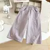 Algodão Puro Bordado Primavera e Outono Calças Longas Largas Fofas de Desenho Animado para Meninas Versáteis Casuais Calças de Perna Larga Calças da Moda