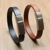 Pulsera de cuero de vaca con hebilla punk de acero inoxidable europea y americana, joyería para hombre, correa de muñeca de cuero brillante para hombre